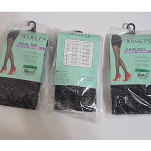 Spanx Assets by Sara Blakely Shaping Tights (3 Pk) Sz 3 Blk TexturedWishbone NEW
